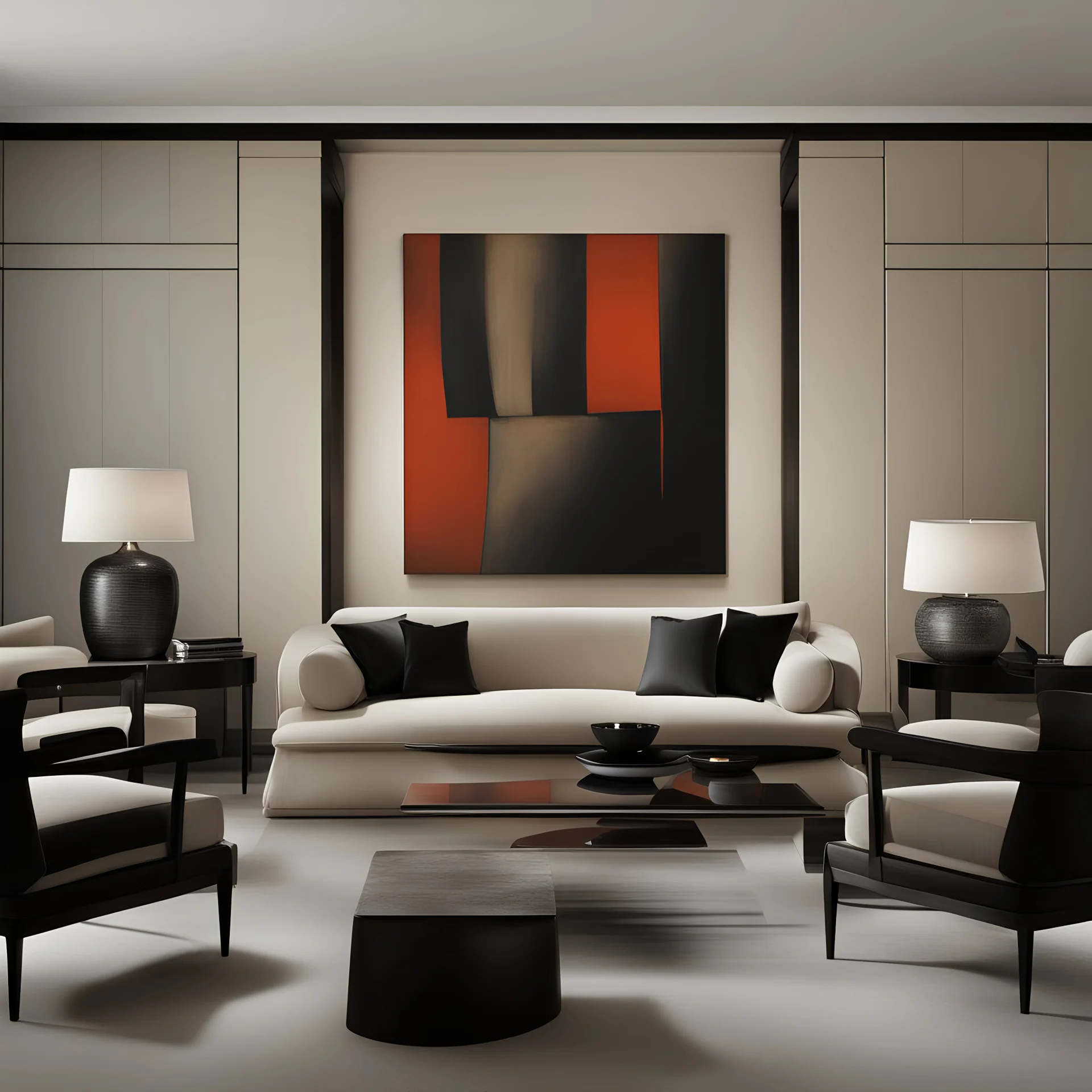 Armani-style interior with an abstract painting