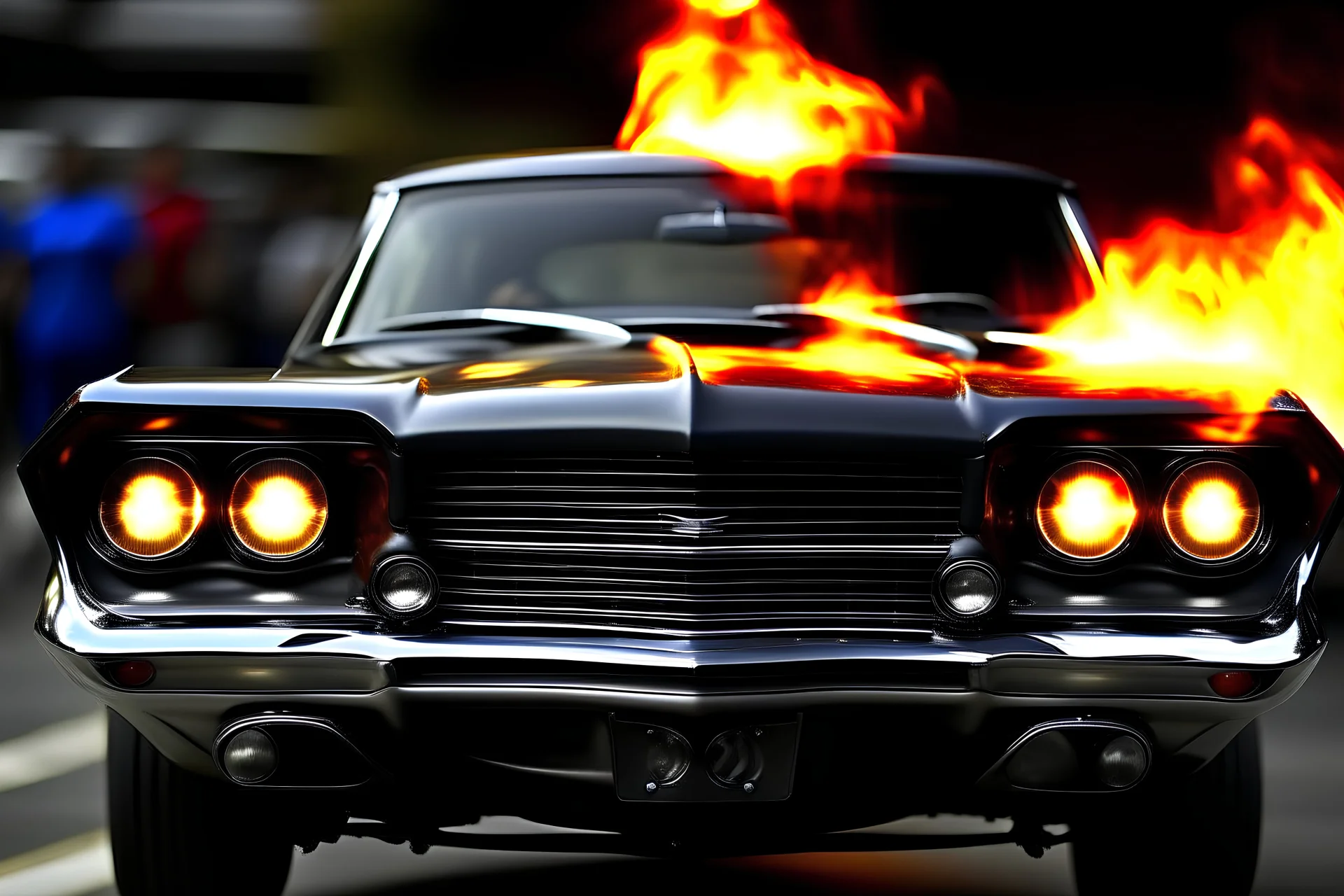 V8 big block through hood flames