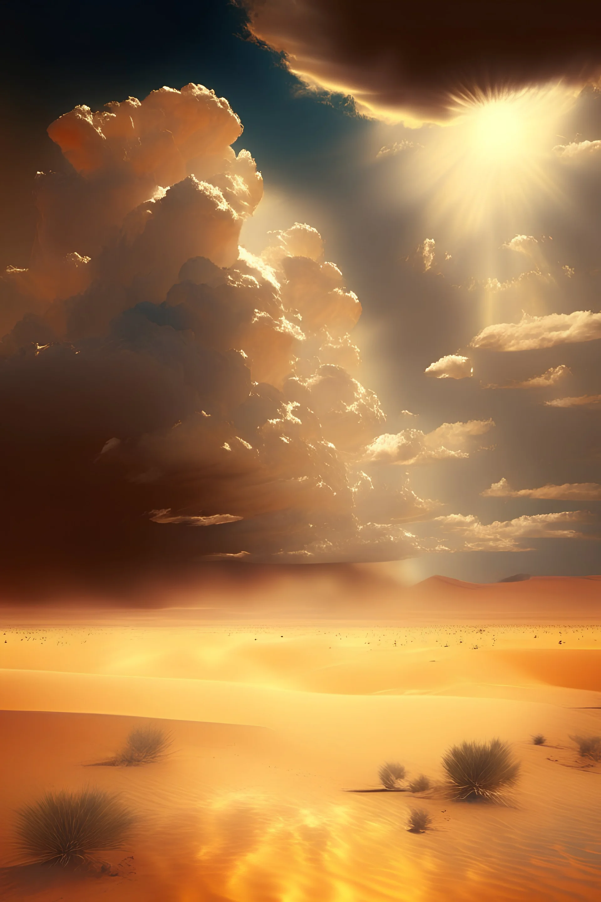 desert, sun, clouds,