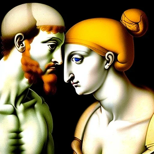 portrait of a male and female Michelangelo style