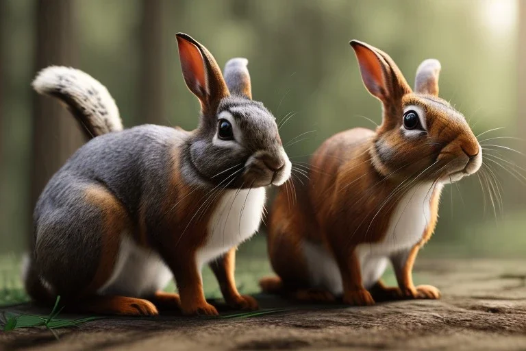 rabbits, squirrels, forest