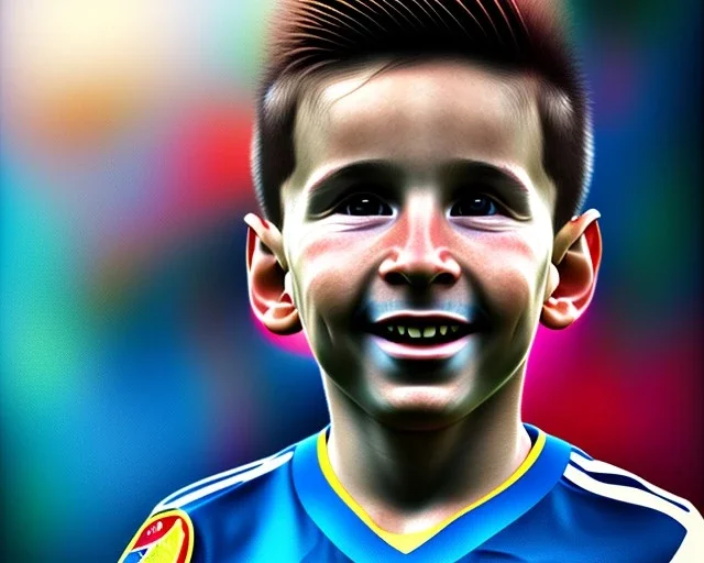 Lionel Messi as a baby, baby face portrait, smile, 8k resolution