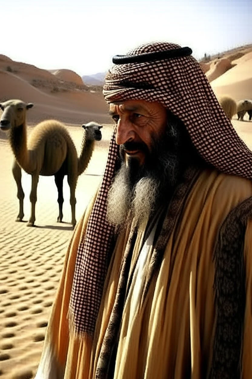 دعة في الصحراء وهو يرعا الجمال