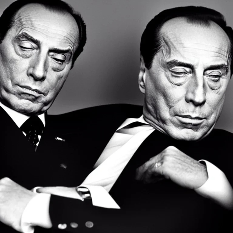 Silvio berlusconi sleeping, photo, black background