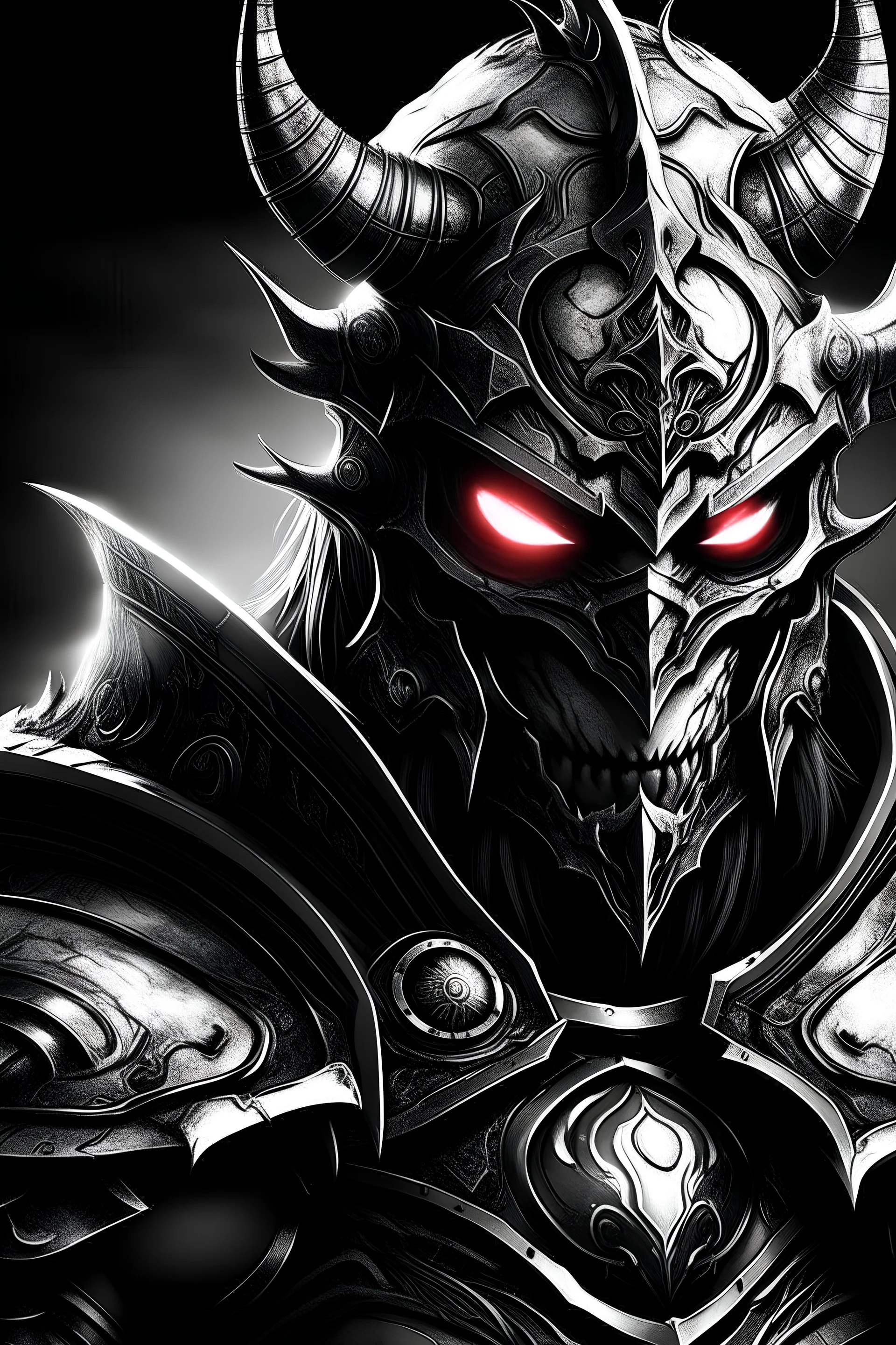 black and white oldschool fantasy red eyes warrior