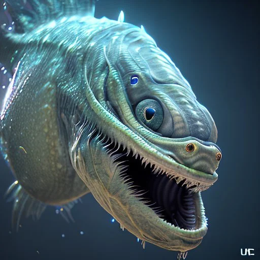 fluid ink angler fish creature, unreal engine 5, 8k resolution, photorealistic, ultra detailed