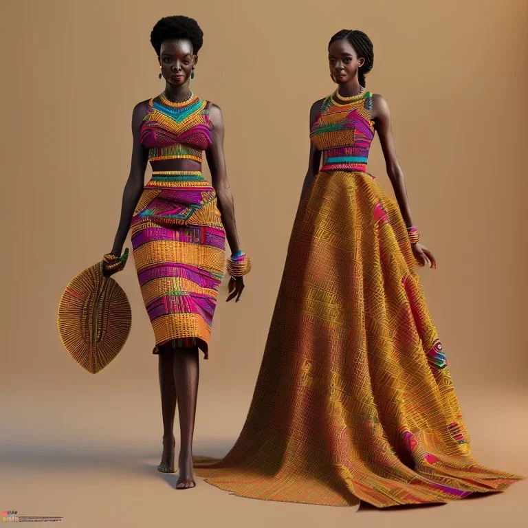 kente african bride model, full body, cinema 4d, octane render, high detail