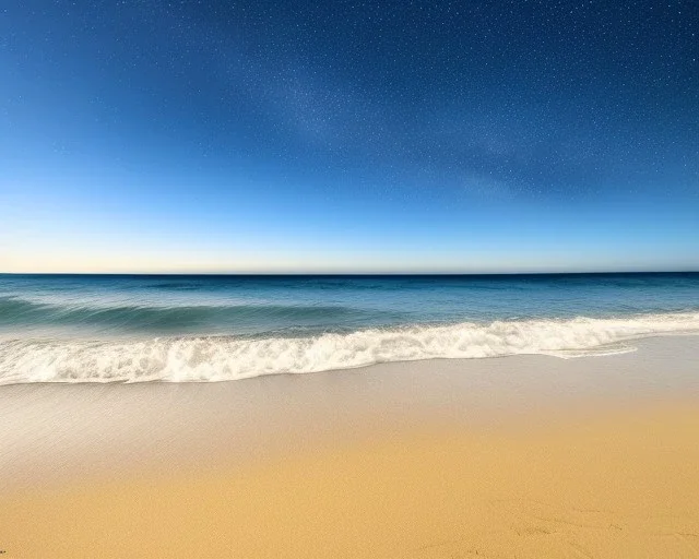 Night, stars, beach, calm, small waves, cool color palette, background, blue, sand