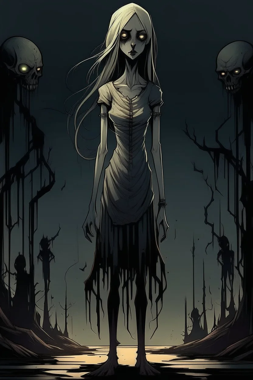 strane tall lady, horror, little nightmare videogames style