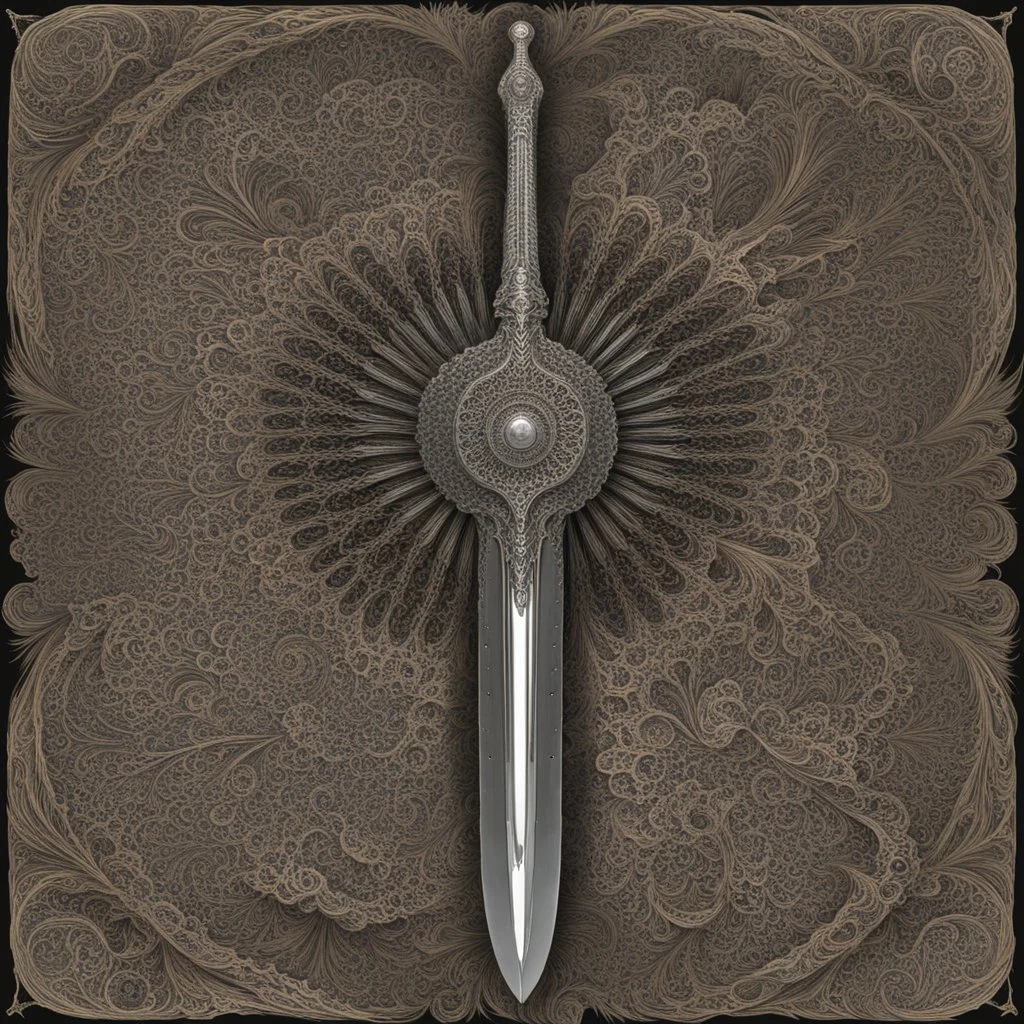 [fractal art: Mandelbulb 3d] ConceptSheet: A document showing a super powerful demonic espadon dual handed sword of incomprehensible power.