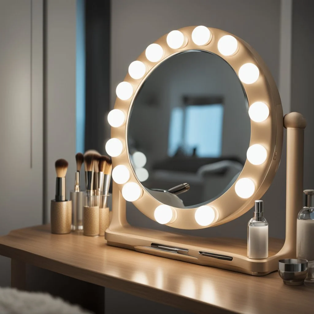 A bright makeup mirror with light