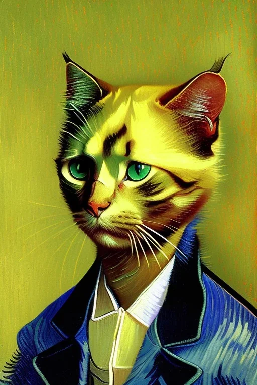 Portrait of a cat by Van Gogh