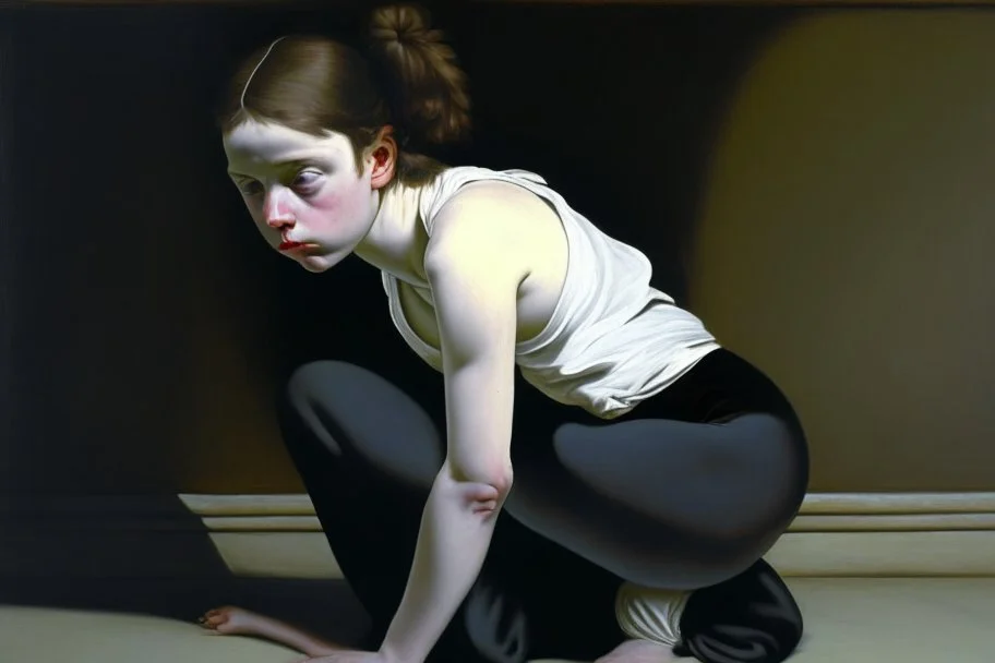 girl in yoga pants painted by Caravaggio