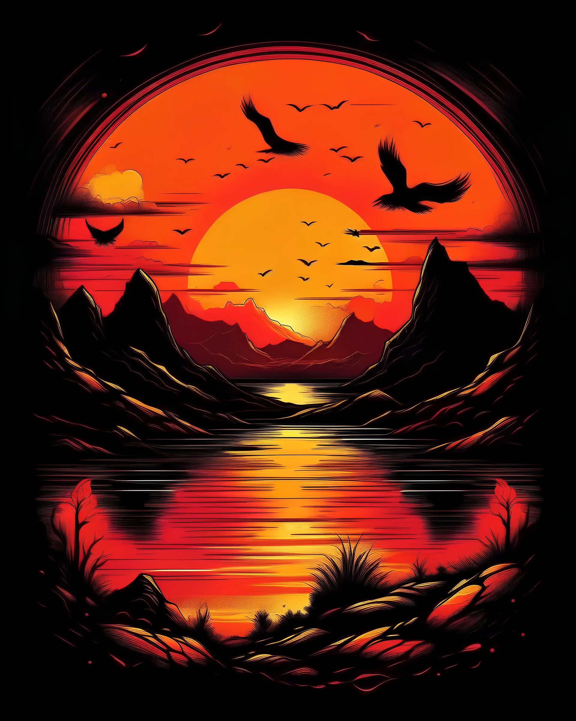 edit amazing sunset design for my T-shirt