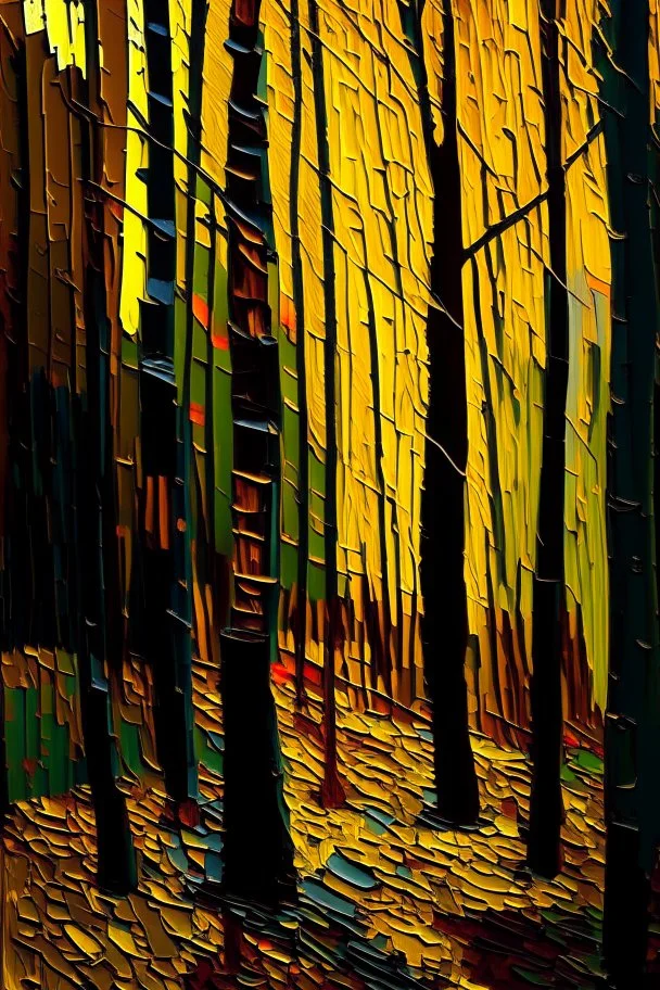 autumn forest in the style of frank Auerbach