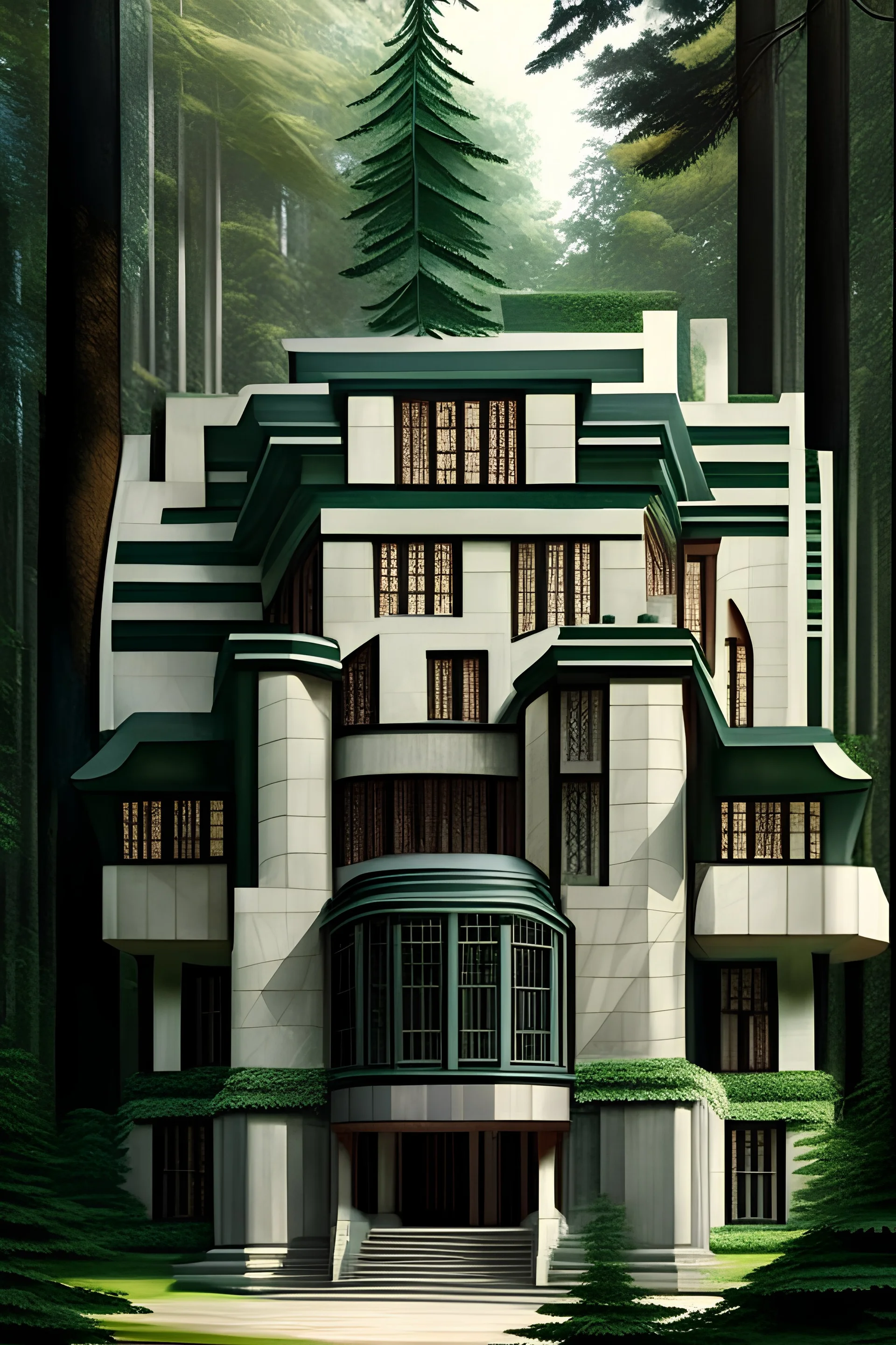 large beautiful art deco home in forest