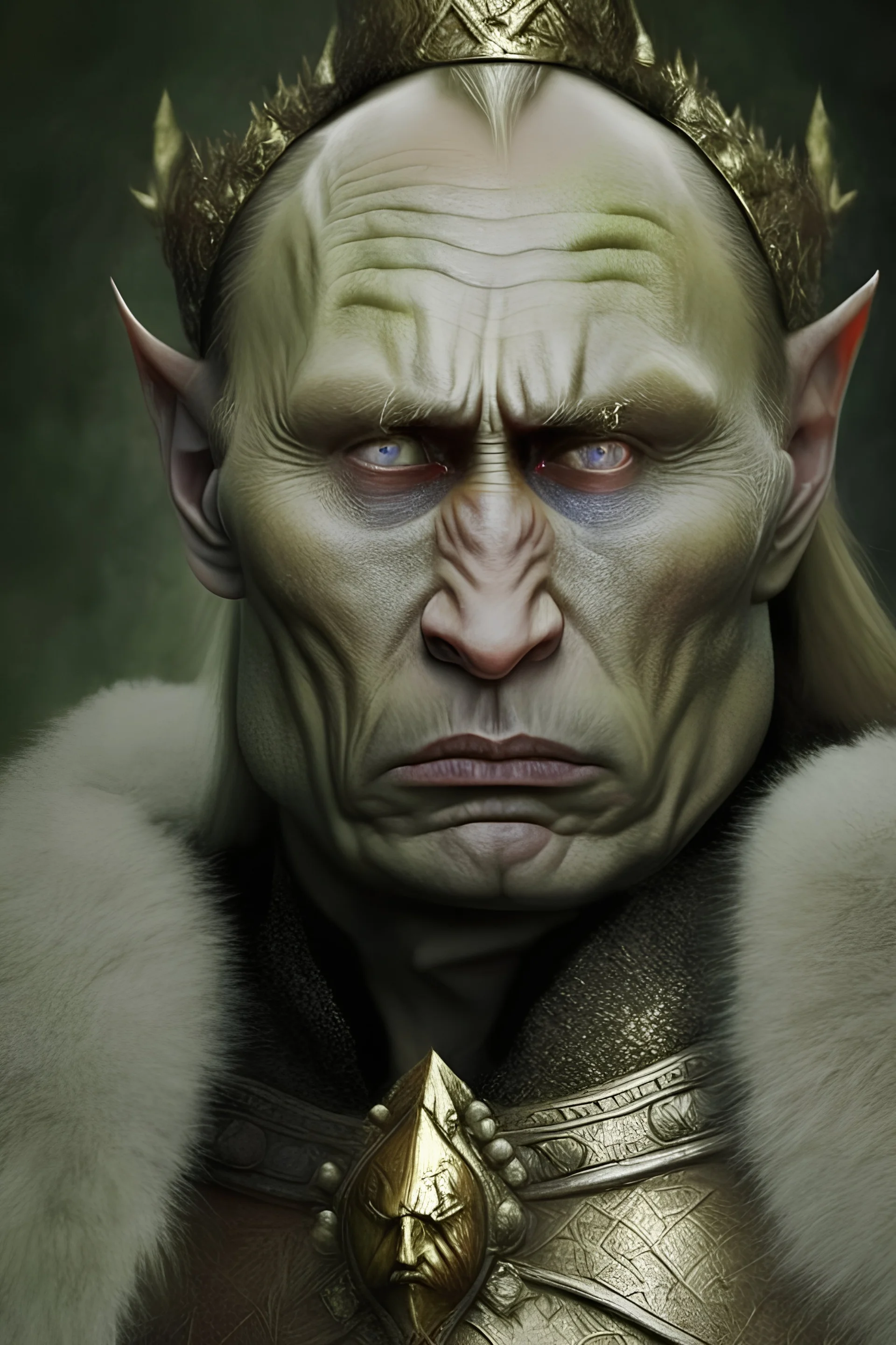 Portrait od Vladimír Putin like a orc king from Warcraft