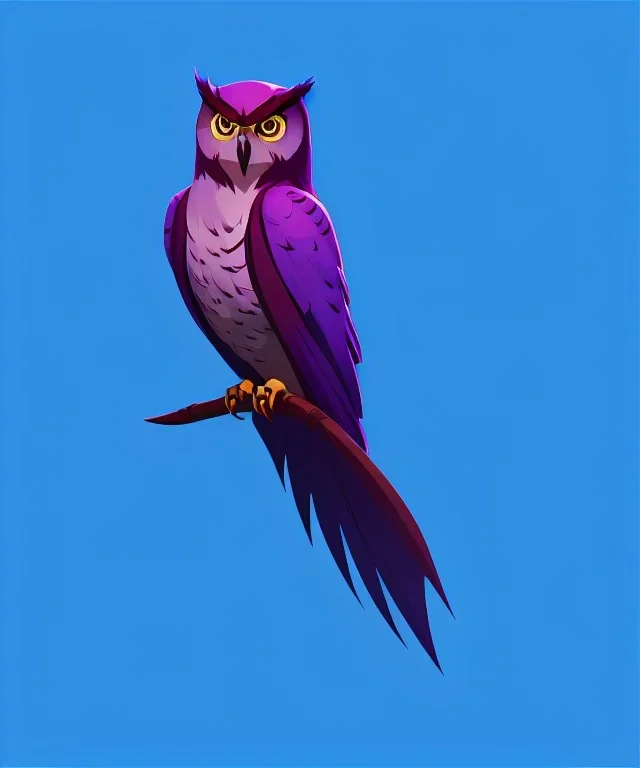 friendly full body owl, centered, gradient, one color background