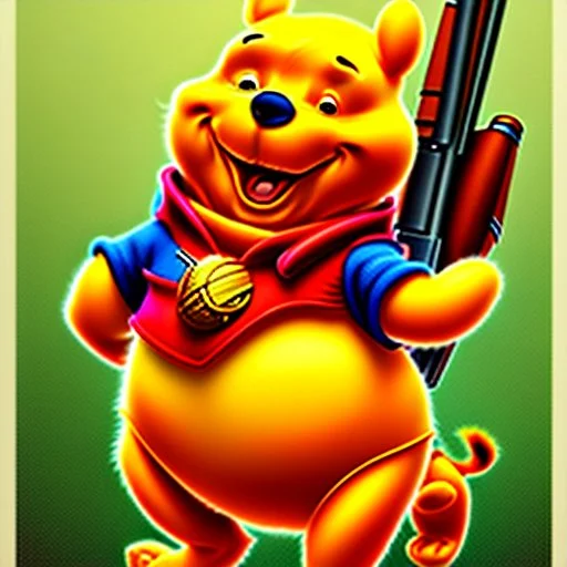 Winnie the Pooh as an armed police officer