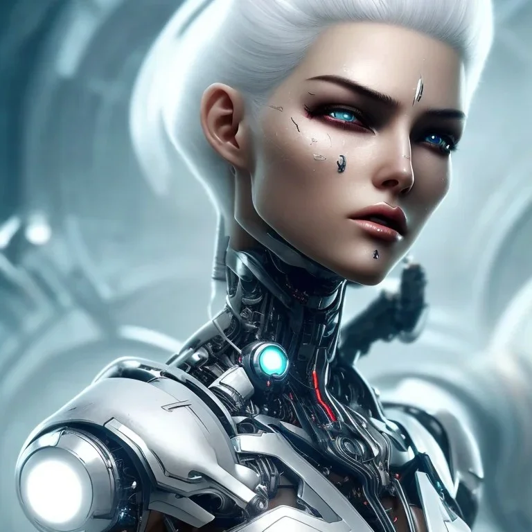 cyborg, white hair, sexy, perfect, real, dream