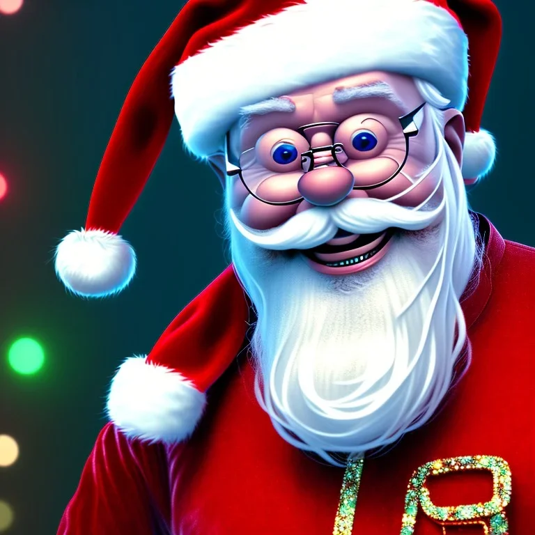  octane render, 8k, high detail, Santa , portrait, jolly, happy, laughing