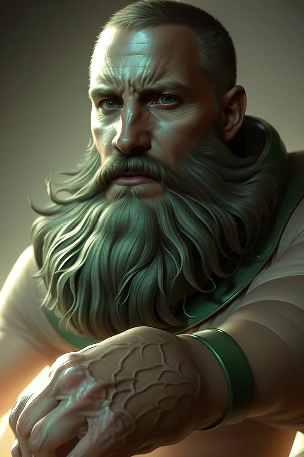 photorealistic male bearded handsome soldier, hyperdetailed painting, luminism, Bar lighting, complex, dark green miltary, 4k resolution concept art, Artgerm, WLOP, Alphonse Mucha, 3d render, octane render, intricately detailed, cinematic, awesome full color, hand drawn, dark, gritty, cinematic