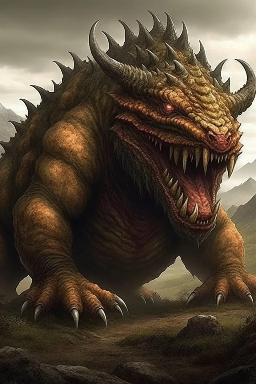 mountain monster beast huge maw giant animal brutal