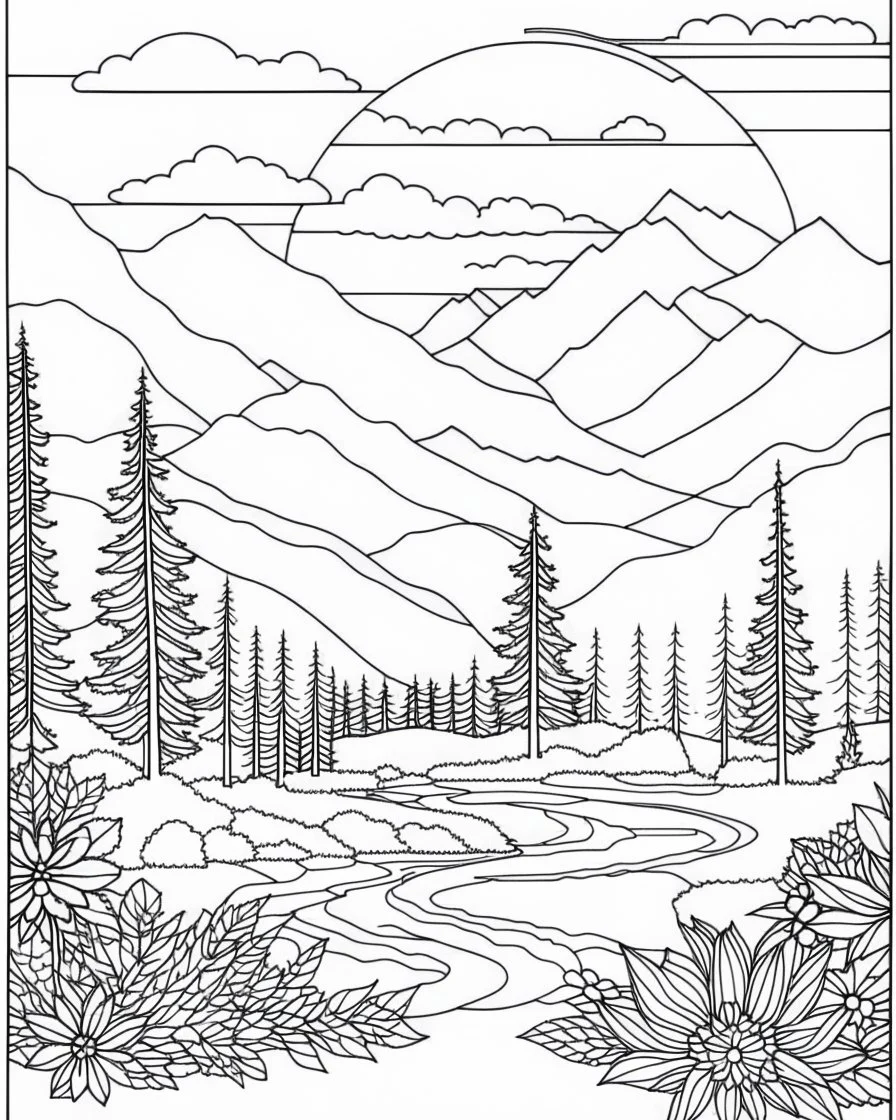 Coloring pages: Find Inner Peace with Calmness and Relaxing Landscapes