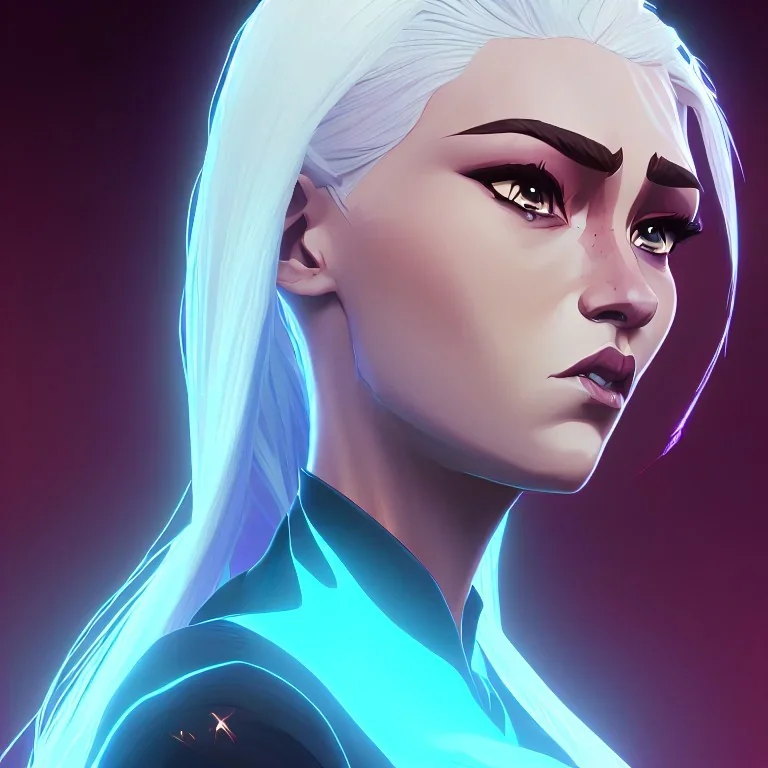 A beautiful portrait of a galactic woman blonde hair