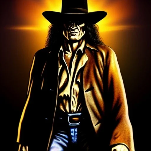 ultra detailed fullbody portrait of The Saint of Killers, extremely detailed digital painting, extremely detailed face,crystal clear eyes, in the style of Ken Kelley robert e howard and pablo oliveira and Keith Parkinson , mystical colors, perfectly centered image, perfect composition, rim light, beautiful lighting,8k, stunning scene, raytracing