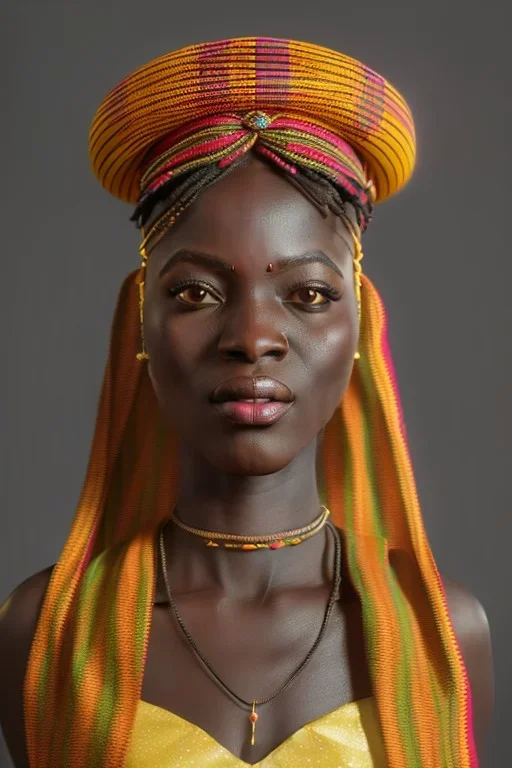 kente african bride model, cinema 4d, octane render, high detail