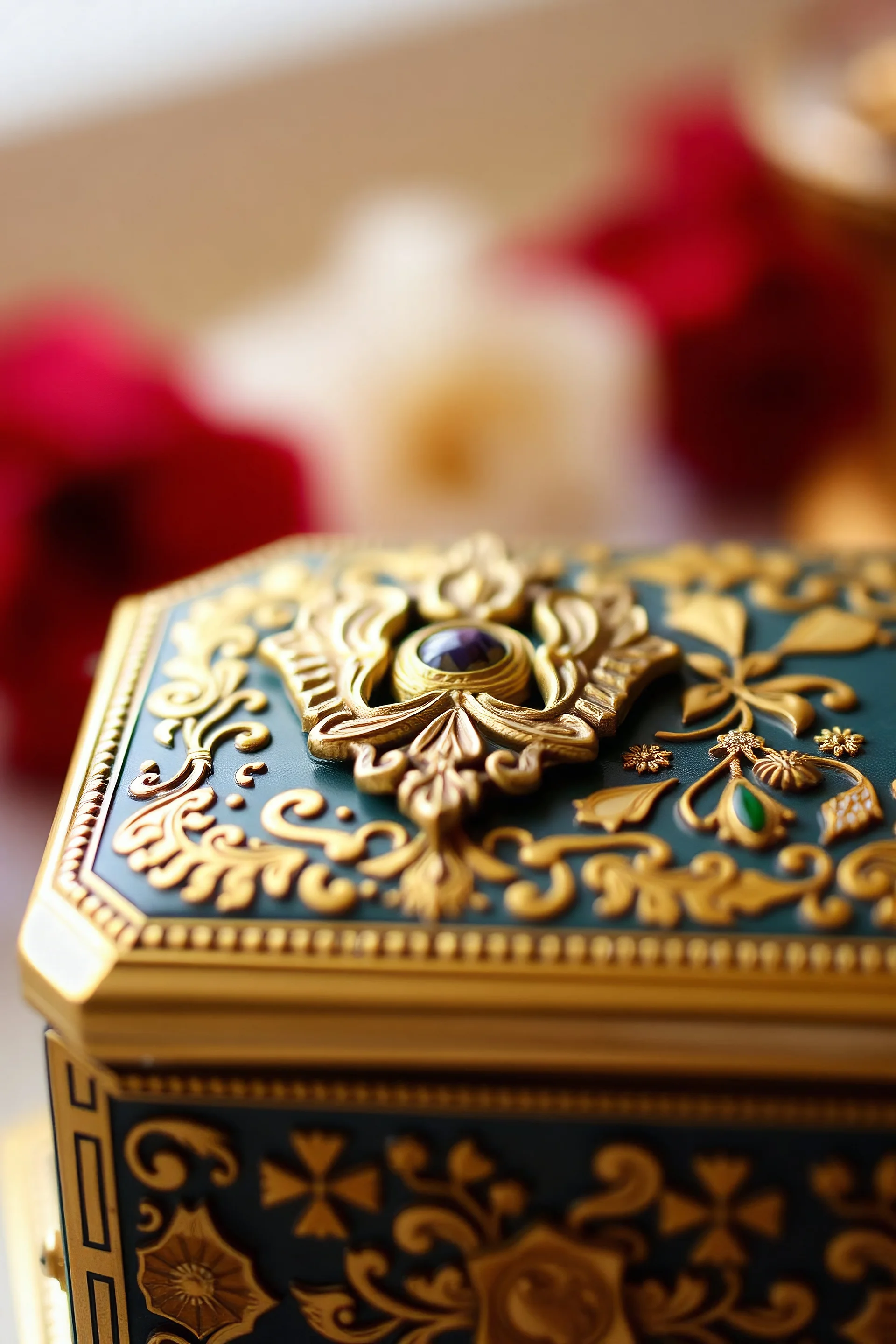 "Ukrainian ornament on a jewelry box."