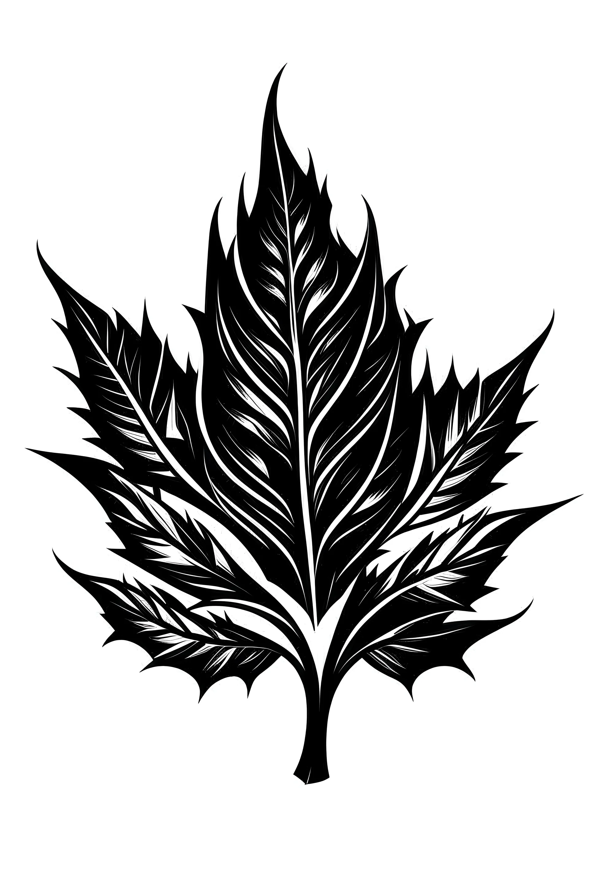 black tobacco leaf logo with thorns on white background
