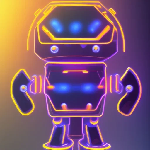 surprised robot neon black background