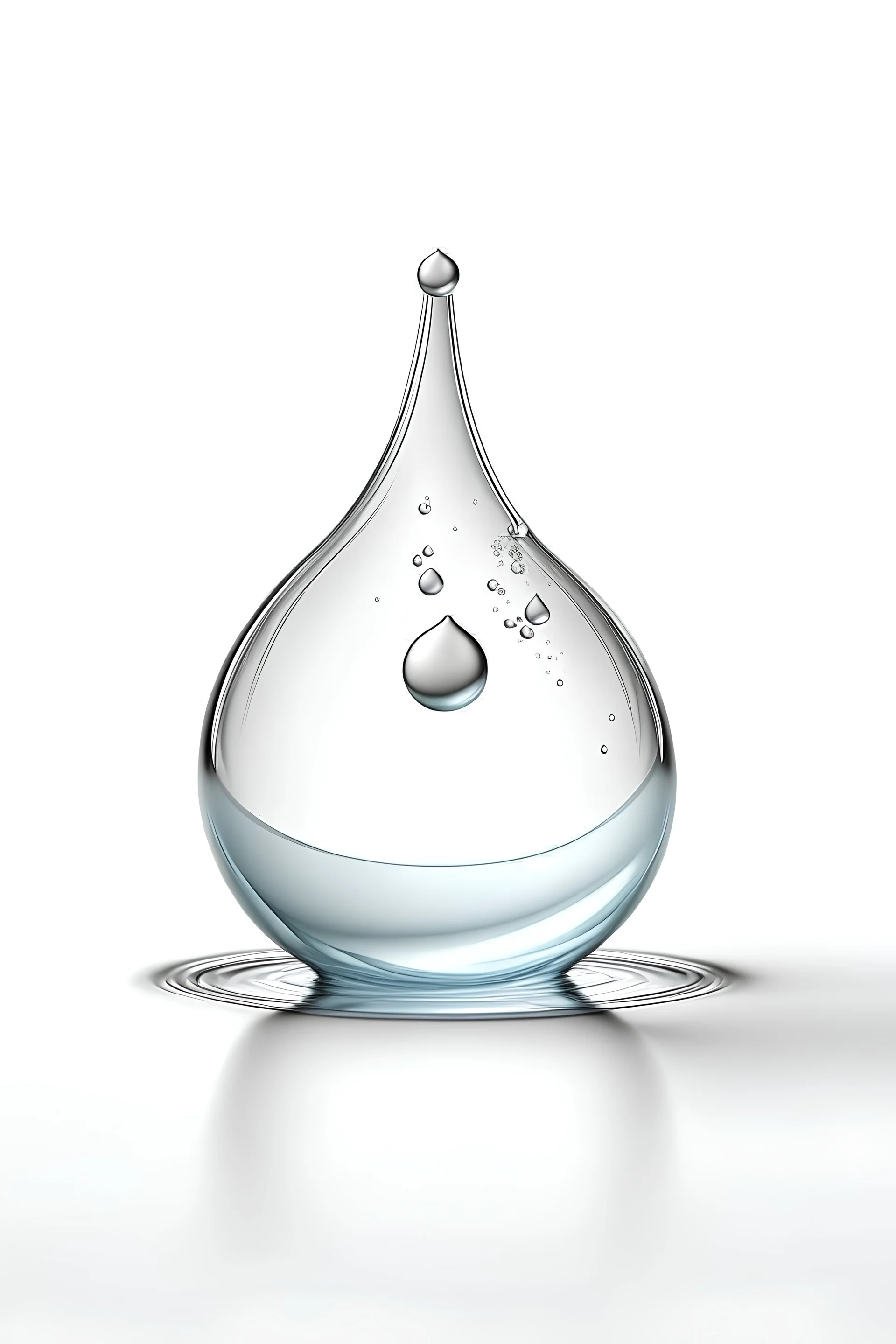drop of water, white background, photorealistic