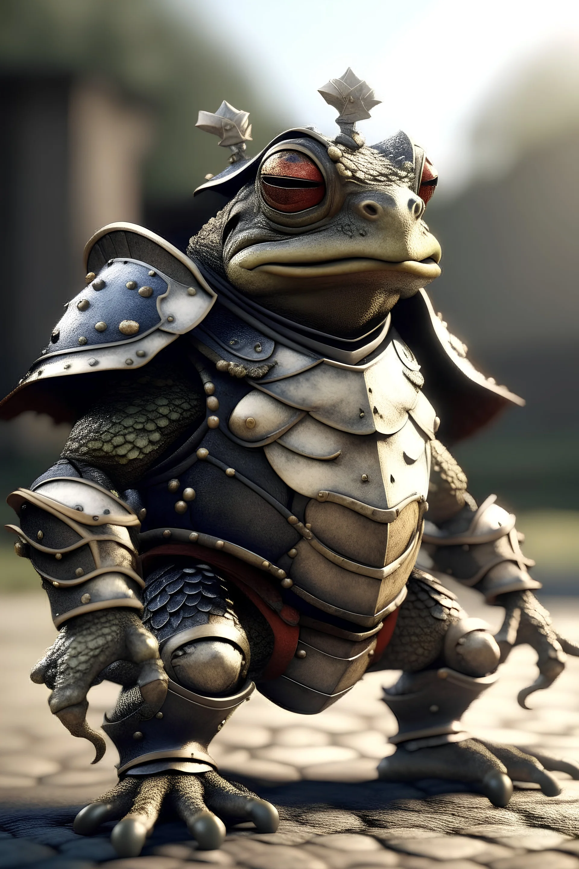 A toad wearing knight armor