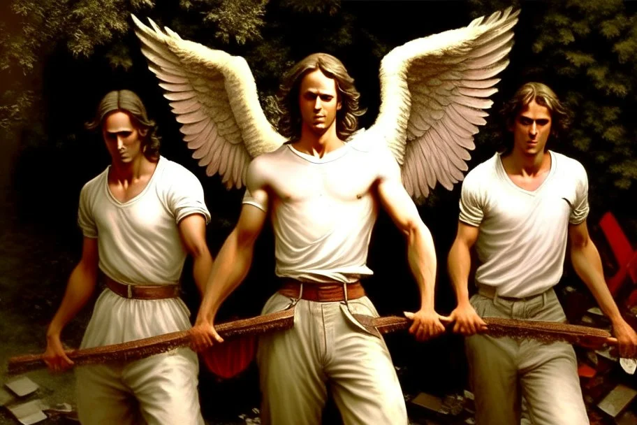 three angels from heaven that fights with satans son