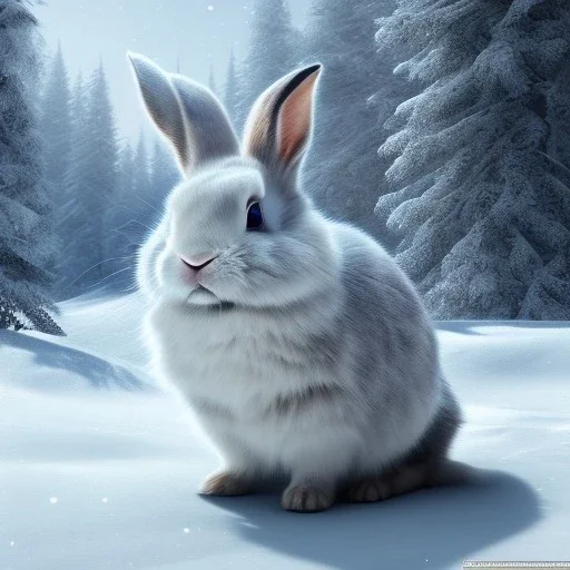 white rabbit, natural pigment, extremely sharp detail, finely tuned detail, ultra high definition, 8 k, unreal engine 5, ultra sharp focus, winter ambiance