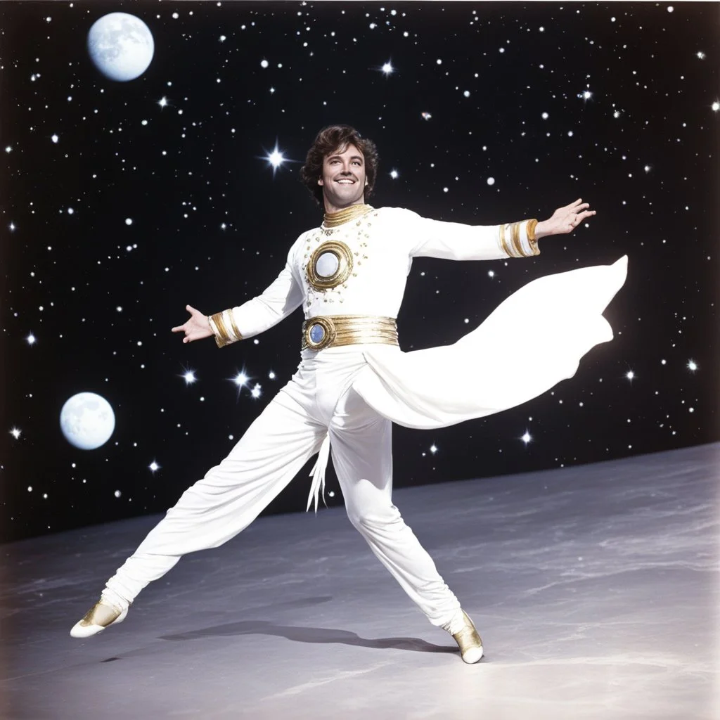 Patrick Dupond as a celestial dancer in space, vintage 1970's photo