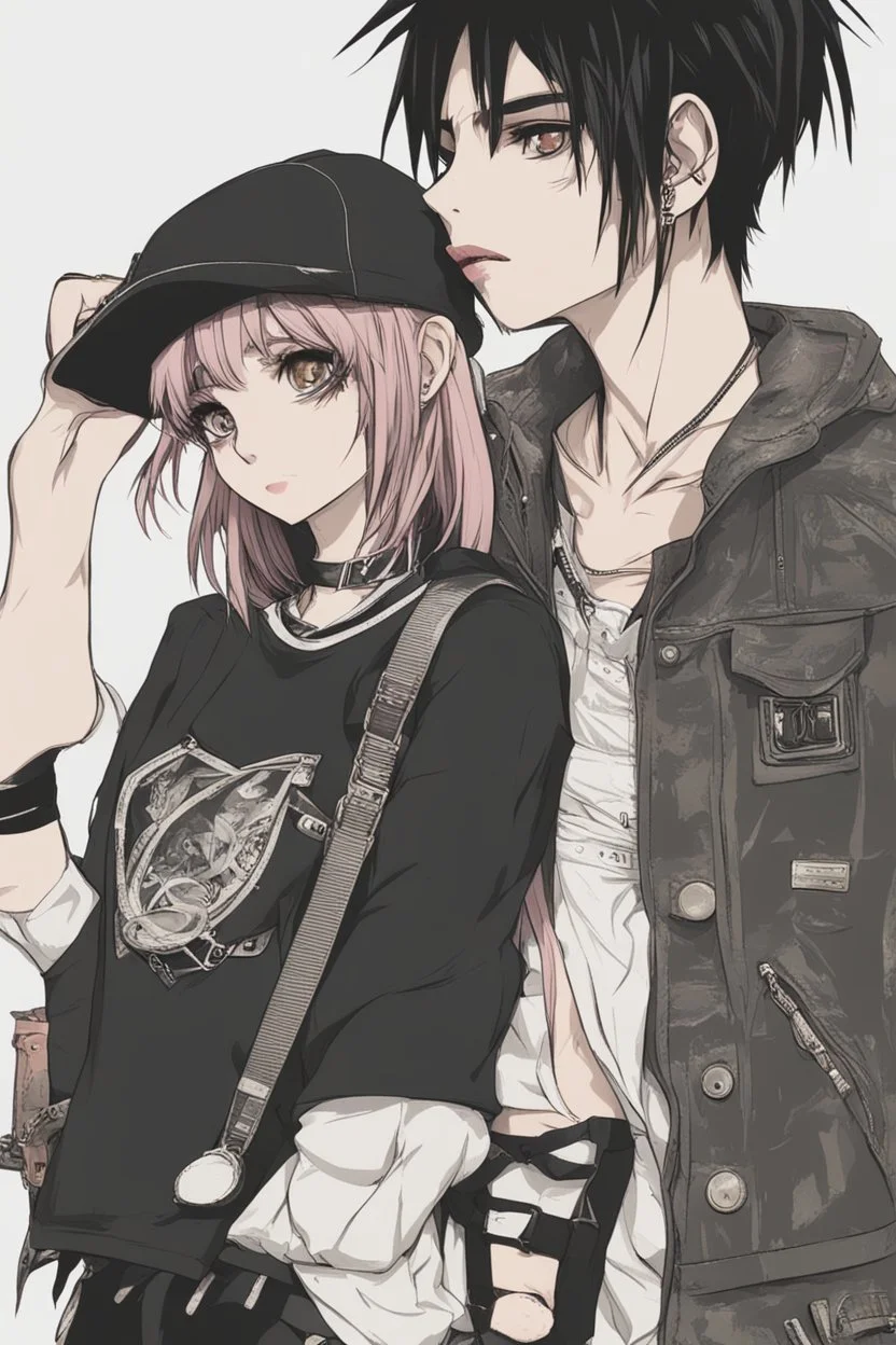 romantic hight school punk spirit girl and human boy