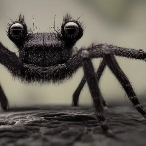 This spider is the size of a small horse, with eight long, slender legs tipped with sharp, venomous claws. Its body is covered in shimmering black fur, and its eyes glow a bright, otherworldly green. It has a pair of venomous fangs that can be extended from its mouth, and it can spin webs of magical energy to ensnare its prey. This spider is intelligent and cunning, and it is feared by all who encounter it in the realm of fantasy.