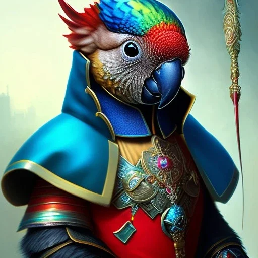 fantasy setting, dog parrot