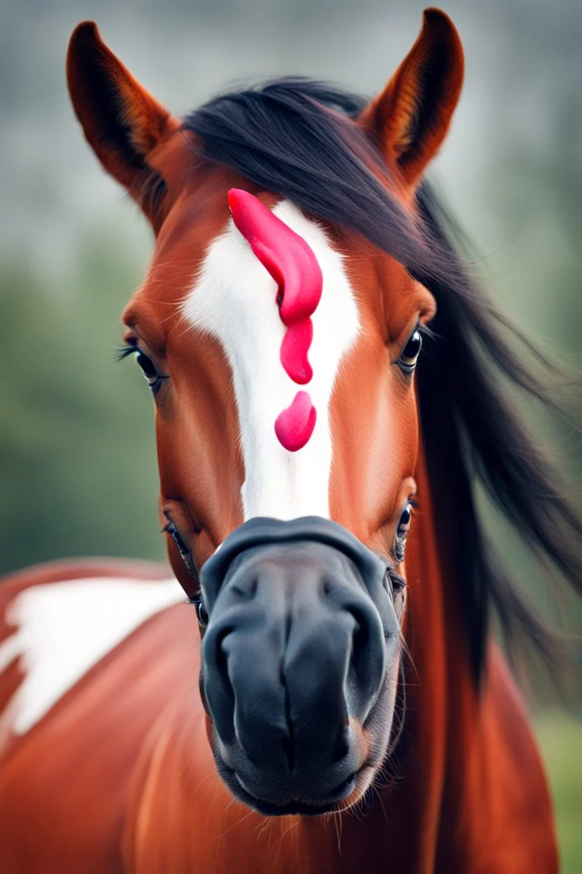 horse with big lipstick mouth, big lips