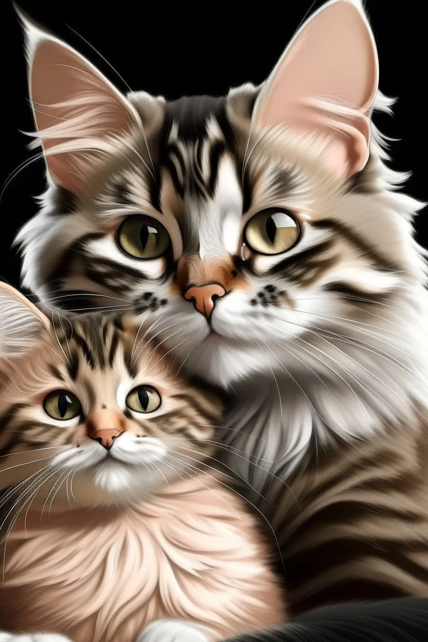 Generate an image of beautiful cats with baby