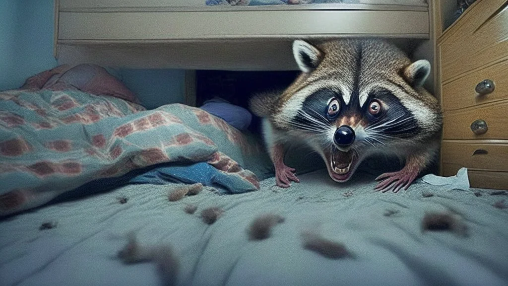 russian man scared of rabid raccoon hiding under the bed