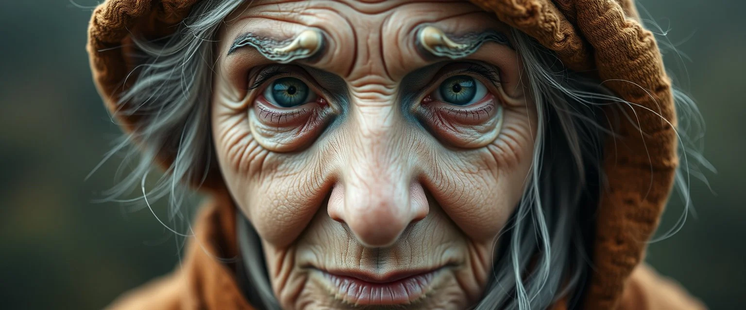 close up portrait of the sweetest soulfull magical old woman with no makeup