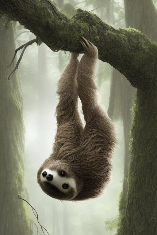 Sloth hanging from tree