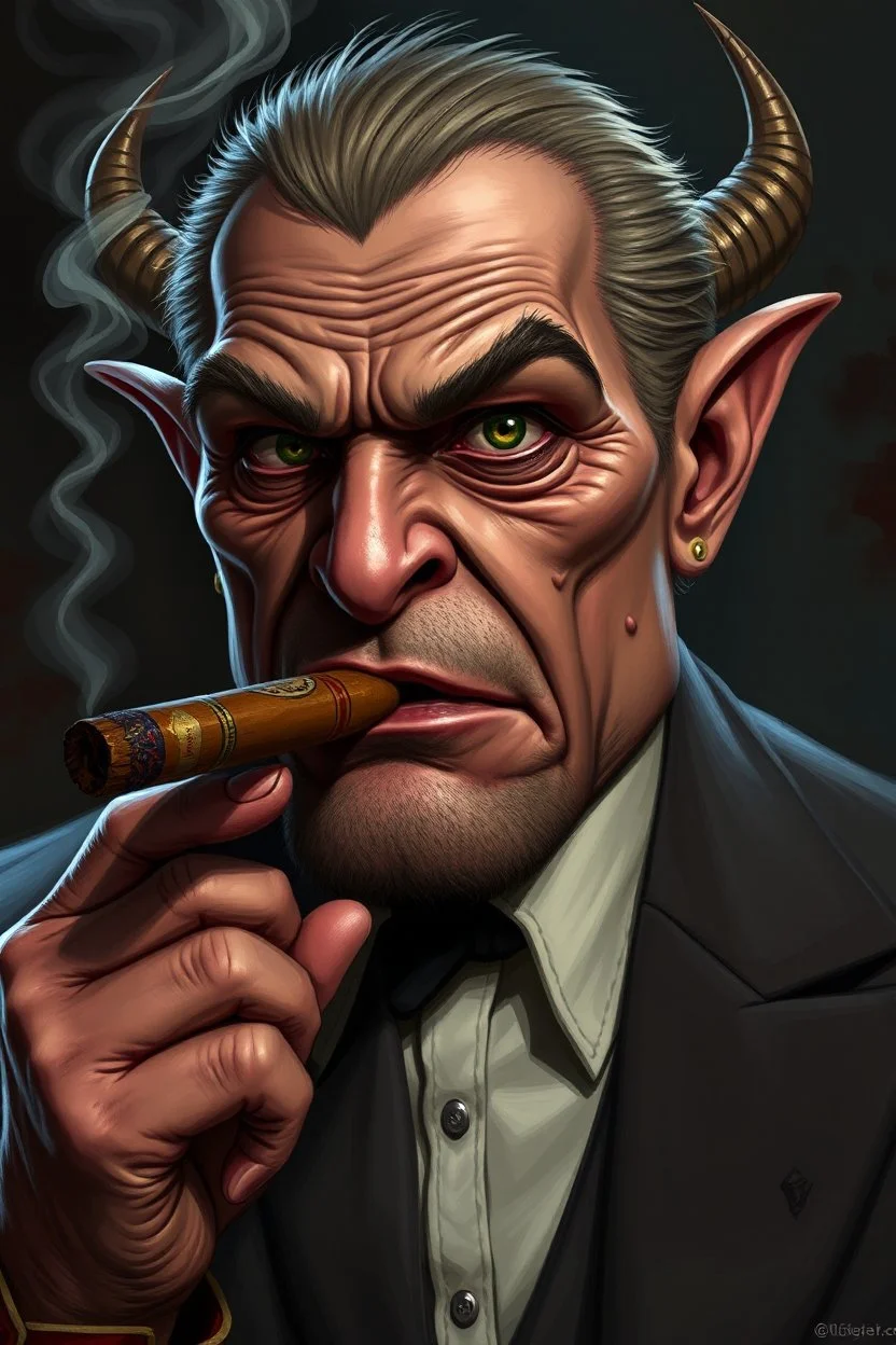 orcish mafia boss with a cigar