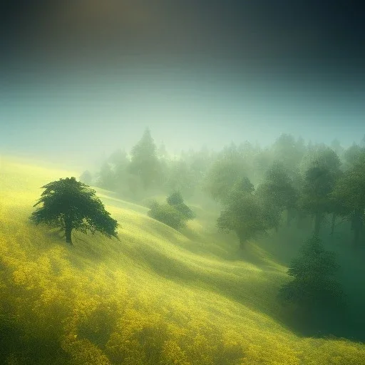 fractal landscape, volumetric fog, rays, lazer, godray, 8k