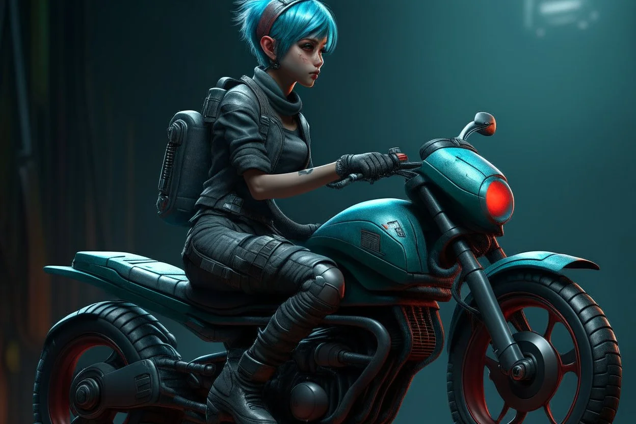 flying motocycle bulma cyberpunk realistic star wars